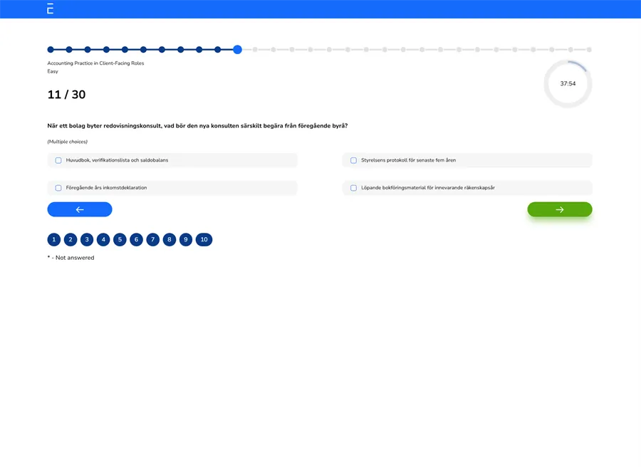 Example Question - Accounting Practice in Client-Facing Roles  - Nya plattformen